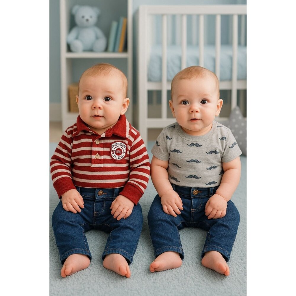 Carters 3M Baby Boy's 3-piece Outfit Jean Pants Onesie Bodysuit set Fall Winter